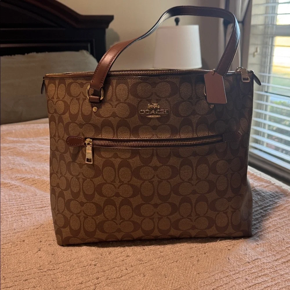 Coach Tan and Brown Signature Tote